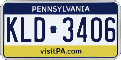 PA license plate KLD3406