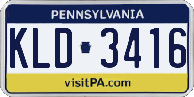 PA license plate KLD3416