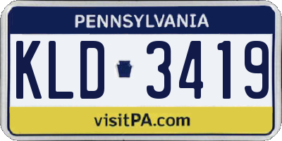 PA license plate KLD3419