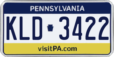 PA license plate KLD3422