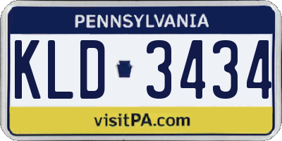 PA license plate KLD3434