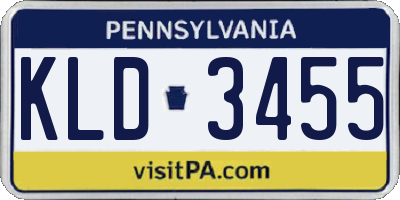 PA license plate KLD3455
