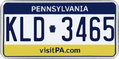 PA license plate KLD3465