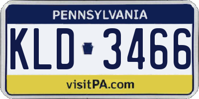 PA license plate KLD3466