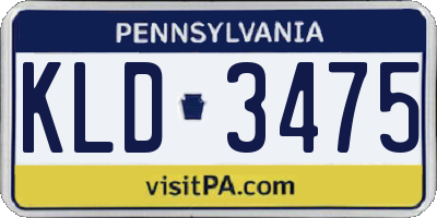 PA license plate KLD3475