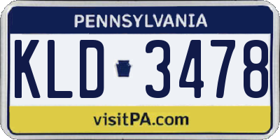 PA license plate KLD3478
