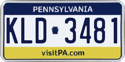 PA license plate KLD3481
