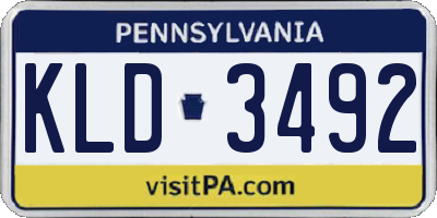 PA license plate KLD3492