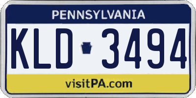 PA license plate KLD3494