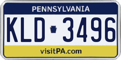PA license plate KLD3496