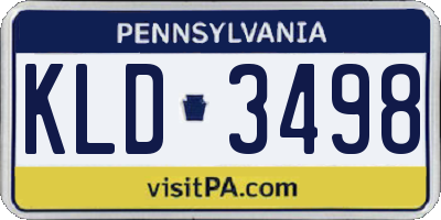 PA license plate KLD3498