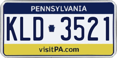 PA license plate KLD3521