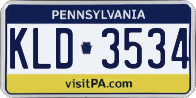 PA license plate KLD3534