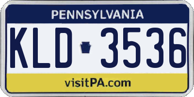 PA license plate KLD3536