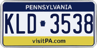 PA license plate KLD3538