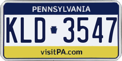 PA license plate KLD3547