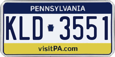 PA license plate KLD3551