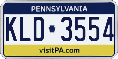 PA license plate KLD3554