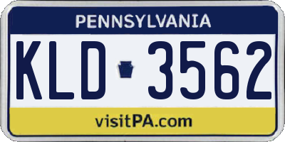 PA license plate KLD3562