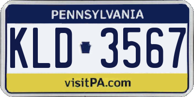 PA license plate KLD3567
