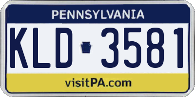 PA license plate KLD3581