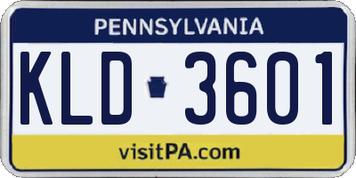 PA license plate KLD3601