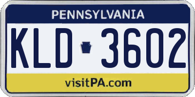 PA license plate KLD3602
