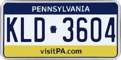 PA license plate KLD3604