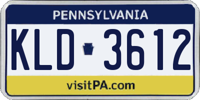 PA license plate KLD3612