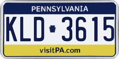 PA license plate KLD3615