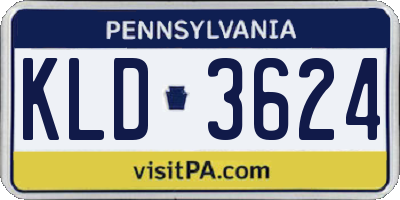 PA license plate KLD3624