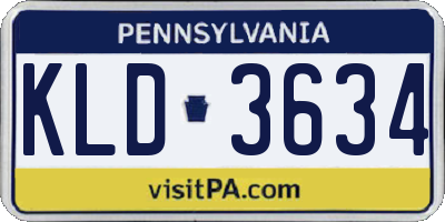PA license plate KLD3634