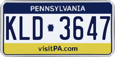 PA license plate KLD3647