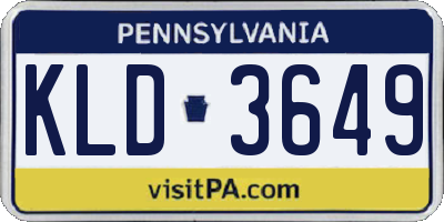 PA license plate KLD3649