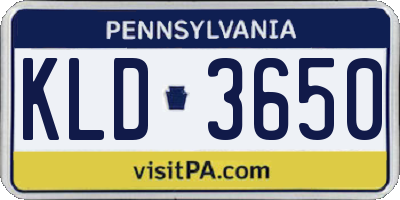PA license plate KLD3650