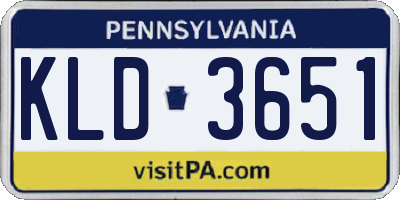 PA license plate KLD3651