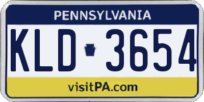 PA license plate KLD3654