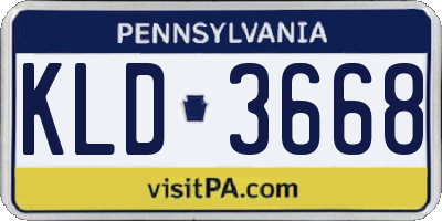 PA license plate KLD3668
