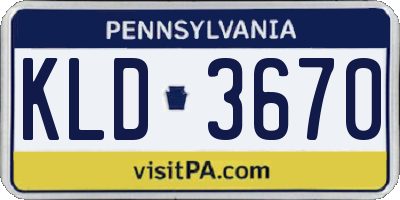 PA license plate KLD3670