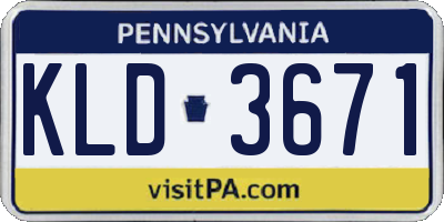 PA license plate KLD3671