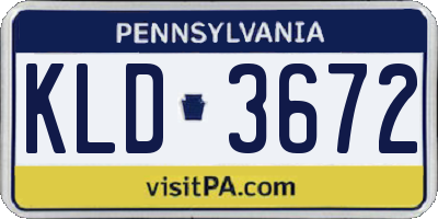 PA license plate KLD3672