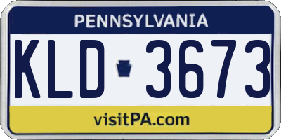 PA license plate KLD3673