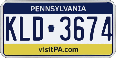PA license plate KLD3674