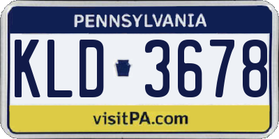 PA license plate KLD3678