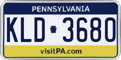 PA license plate KLD3680