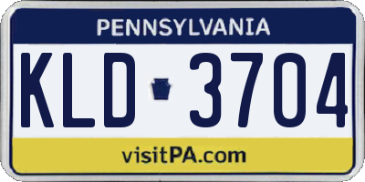 PA license plate KLD3704