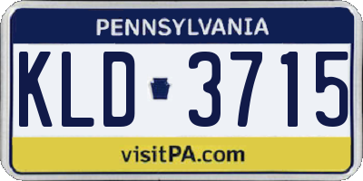 PA license plate KLD3715