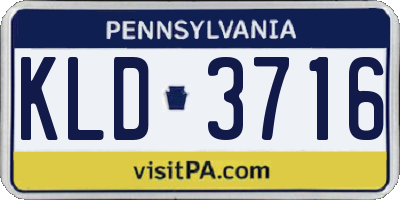PA license plate KLD3716