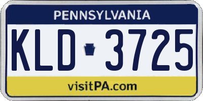PA license plate KLD3725