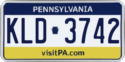 PA license plate KLD3742